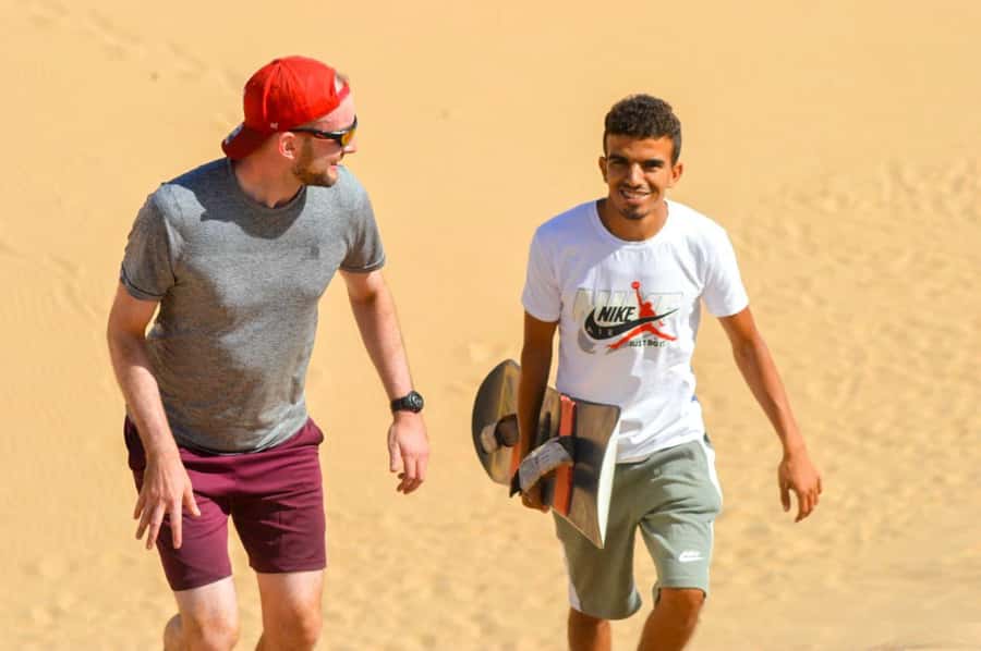 Agadir/Taghazout : Sandboarding & Sunset Camel Ride with BBQ - Coastal pickup to canyon viewpoints: the easy way into the dunes