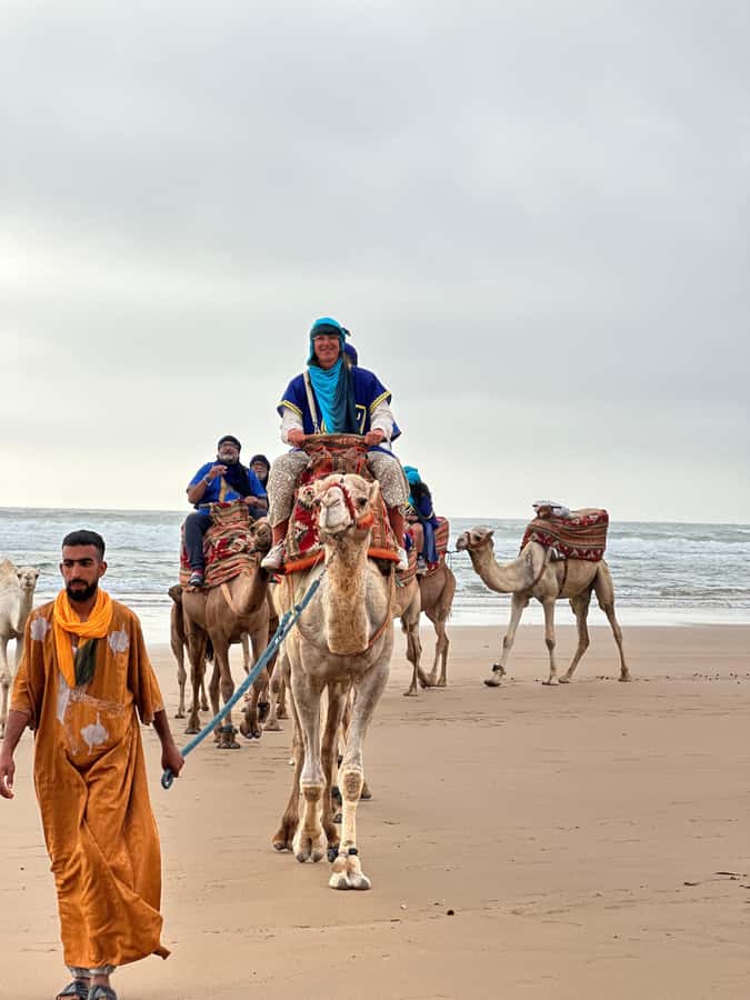 Agadir/Taghazout: Sunset Camel Ride with BBQ and Music Show - The Tamri ranch welcome: dressing the part and meeting your camels