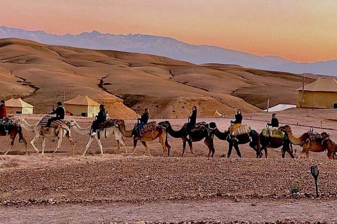 Agafay Desert Sunset tour with camel ride ,dinner and show - Candlelit dinner and a Berber music show under the stars