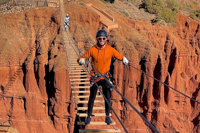 Atlas Mountain Zip Line And waterfalls berber villages with camel - Zip line time: adrenaline, safety support, and that bridge crossing moment