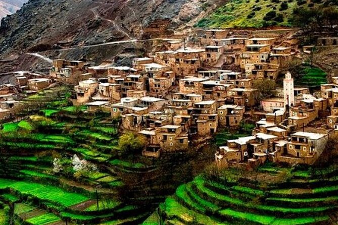 Atlas Mountains and Three Valleys & Waterfalls with Camel ride Day Trip - The hike toward Aroumd: waterfalls, crops, and orchard time