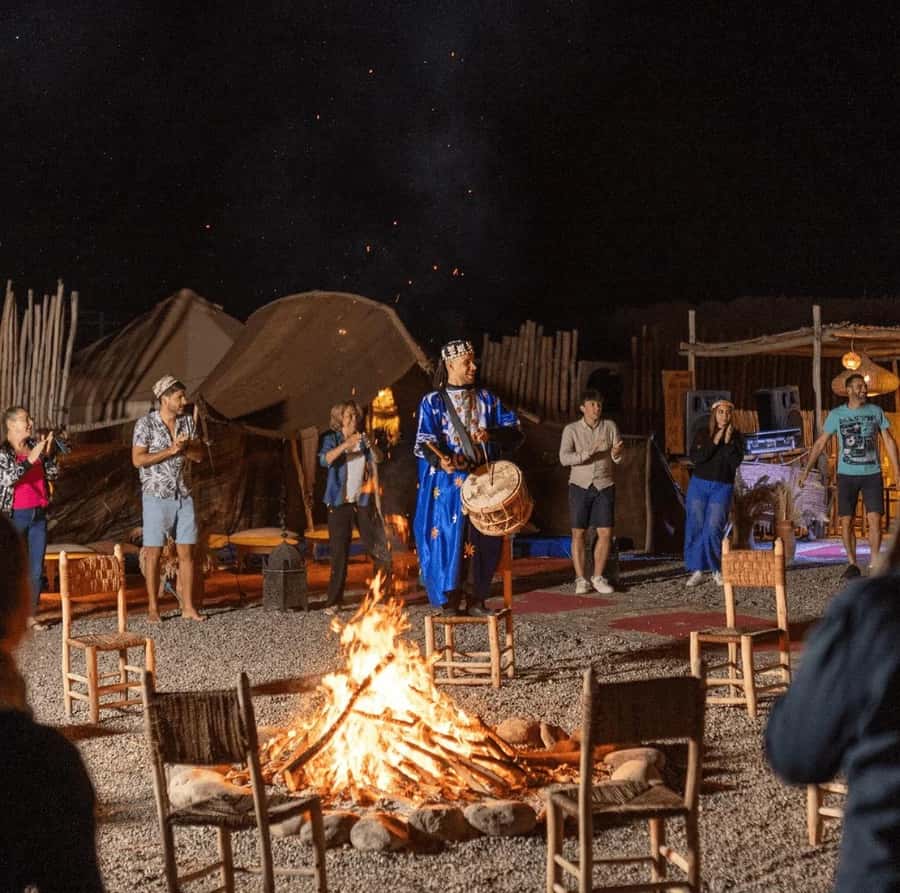 Buggy ride with camels and dinner show in agafay desert - Dinner show in a Berber camp: food, music, candles, and fire