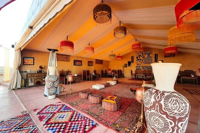 Discover the luxury camp in the Agafay Desert for a 2day, 1night. - Day 2 at dawn: breakfast, optional quad, and tea with a view