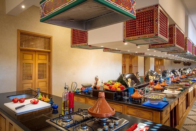 Discovery of Moroccan Culinary Heritage, History and Secrets - Up to the second floor: 34 kitchen stations and a real cooking classroom