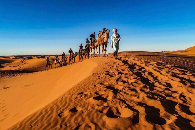 Fez Luxury Private 3-day Desert tour to Marrakech - Camel ride at Erg Chebbi: how the dune experience is staged