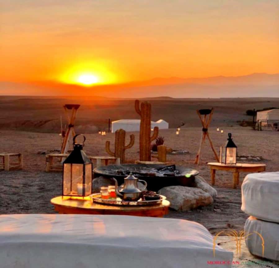 From Marrakesh Agafay Desert Dinner & Sunset, and Camel Ride - Berber Music by the Fire and the Traditional Show