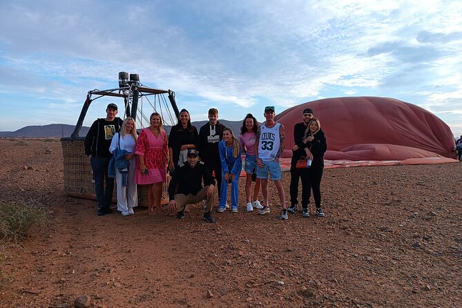 Hot air balloon flight to Marrakech in a small group. Breakfast - Landing, Certificate, and the Moroccan Tent Breakfast Payoff
