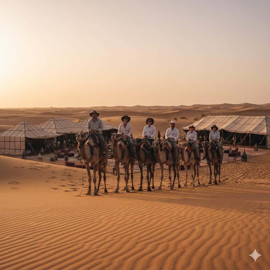 Marrakech: Agafay desert camel ride with dinner & spectacle - Mint Tea and Desert Camp Time: Where the Night Turns Calm