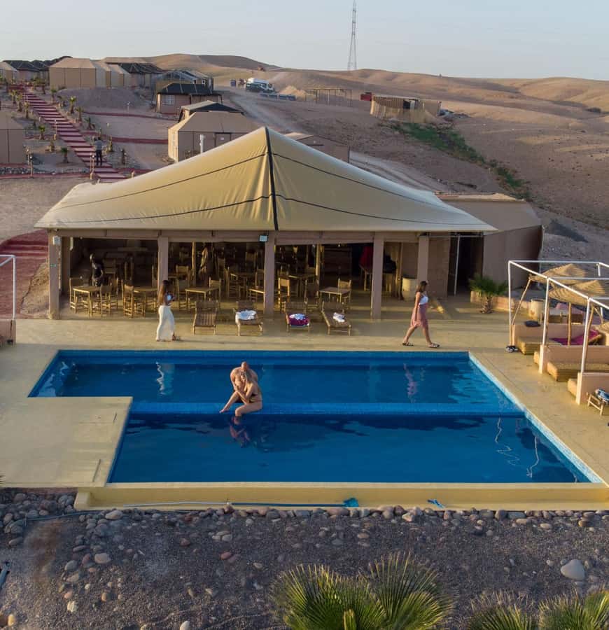 Marrakech: Agafay Desert Escape with Swimming Pool and Lunch - The 3-course lunch: salads, chicken lemon tagine, dessert