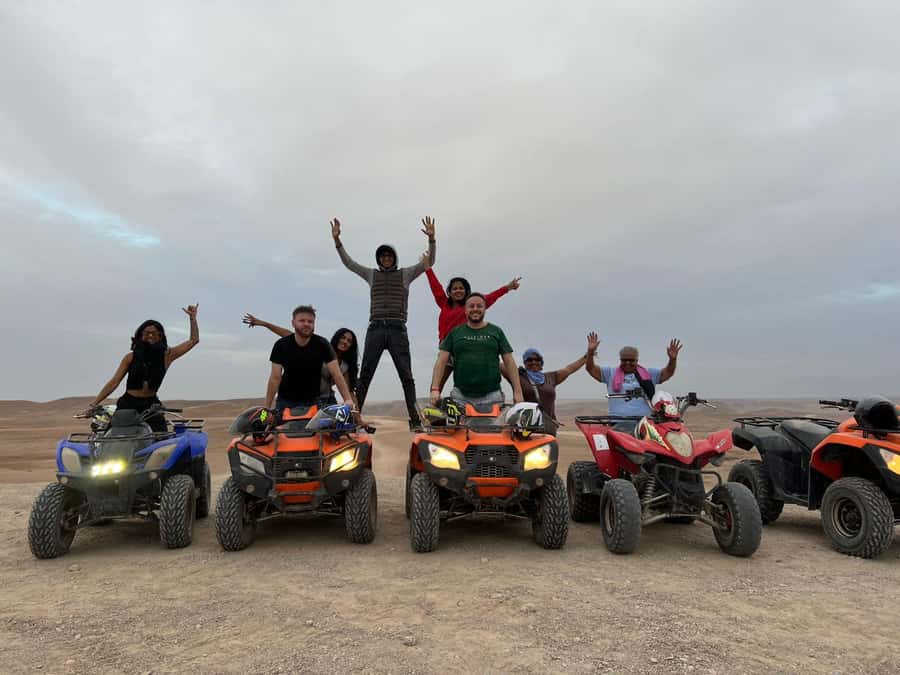 Marrakech: Agafay Desert Quad Biking & Dinner Show - Sun Sky Camp: tea first, then the sunset mood builds