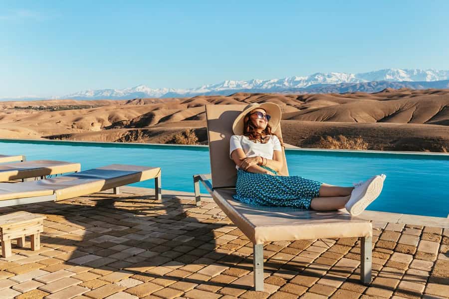 Marrakech: Agafay Desert Retreat, Tent, Dinner, Show & Pool - Tea, sunset, and the choice you make right after arrival
