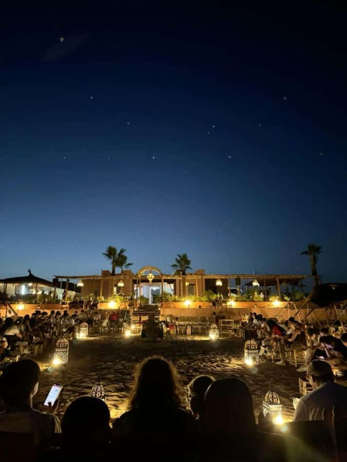 Marrakech: Agafay Desert Sunnet dinner with show - The music, drumming, dance, and fire show payoff