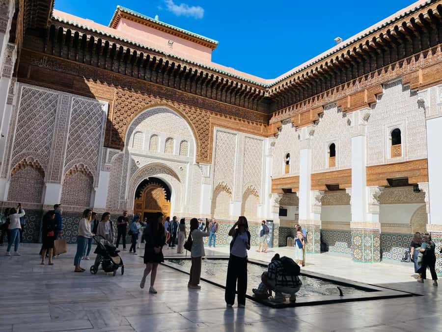 Marrakech: Ben Youssef Madrasa, Dar El Bacha and Medina Tour - Meeting at Cafe Argana: quick briefing, then straight into Marrakech