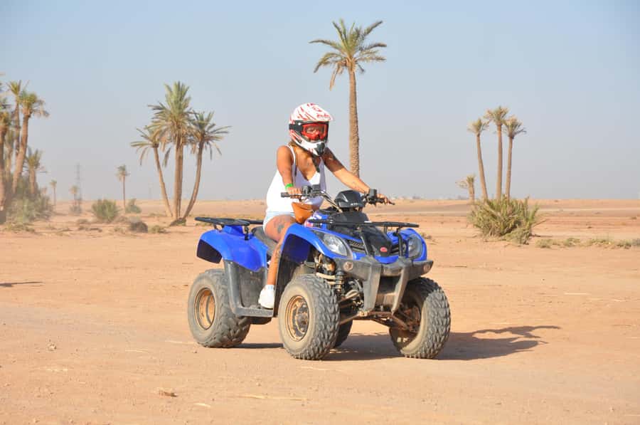 Marrakech: Desert and Palm Grove Quad Tour with Tea - Quad biking setup in Marrakech: what the first hour feels like