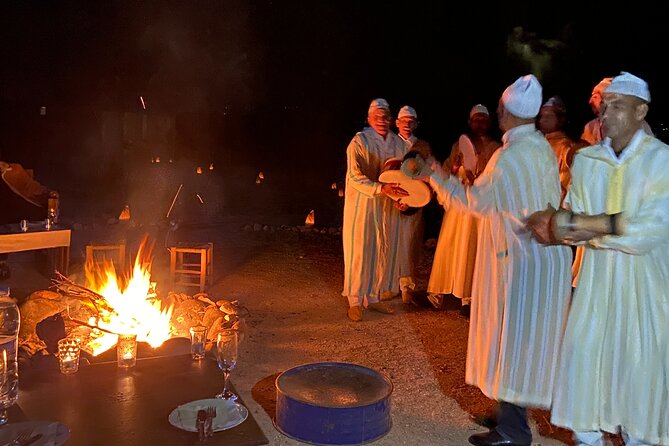 Marrakech desert dinner & sunset camel ride & bonfire music dance - Camel ride with nomad-style outfits (and a real option to skip)