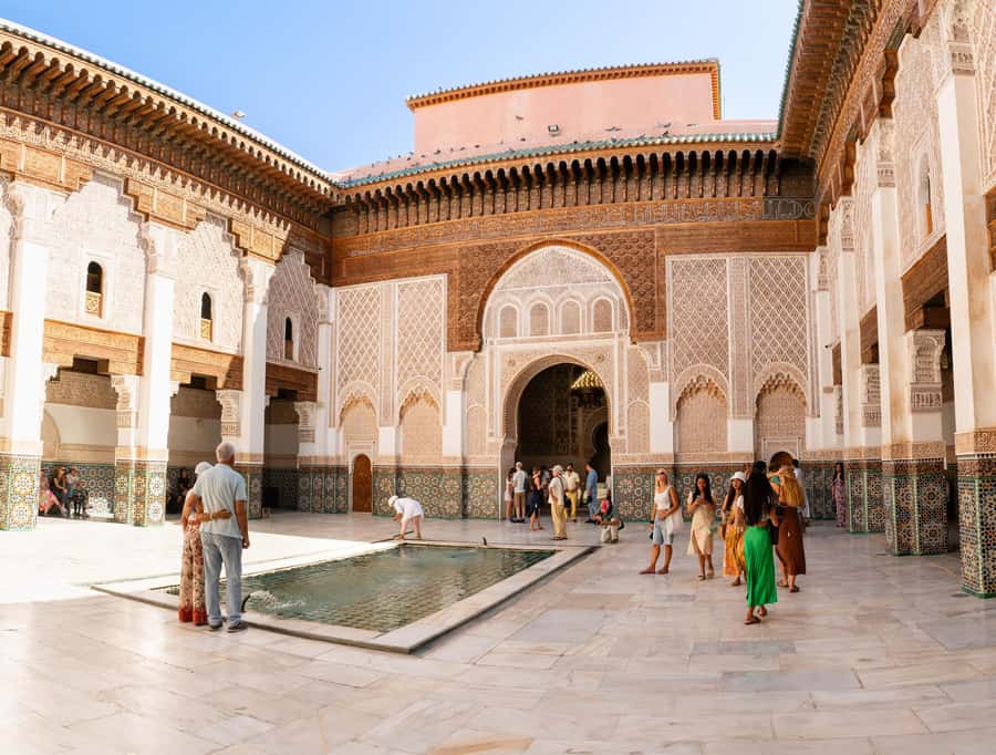 Marrakech: Monuments, Souks and Medina Guided Walking Tour - Ben Youssef Medersa: zellij, cedar, and the Saadian-era classroom