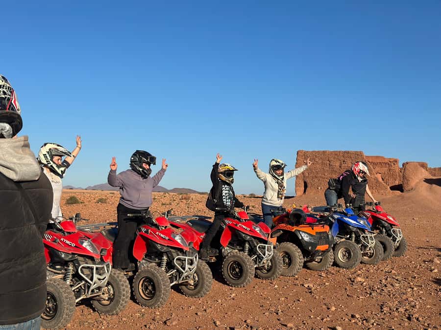 Marrakech: quad Adventure at the Dunes of the palmery desert - Getting on the Quads: Safety, Controls, and Your Comfort Level