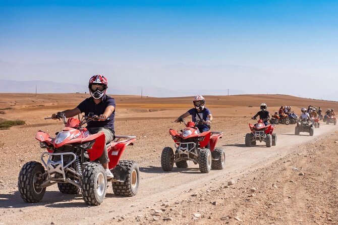 Marrakech Quad Bike Activity in desert palmeraies grove - The Quad Ride Segment: Rocky Terrain, Sandy Stretches, and Atlas-Mountain Views