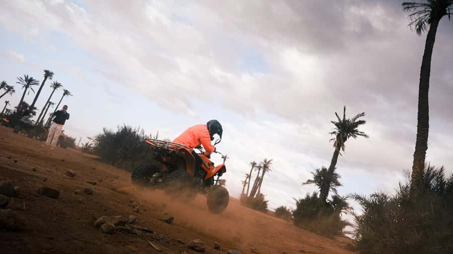 Marrakech:excursion quad in Oasis palm & jbilat desert,tea - Sunset-style timing: when the scenery looks its best