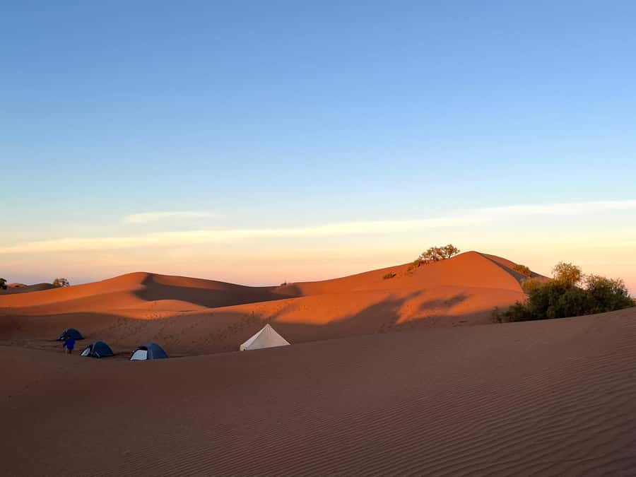 M’Hamid: 3-Day Sahara Trek & 4x4 Continuation to Erg Chigaga - Day 1: M’hamid Start, Shade Breaks, and a Mobile Camp at Erg Bartame