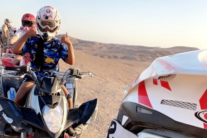 Quad bike tour in agafay desert - Palm Grove, Wadis, and the Atlas Mountains Backdrop